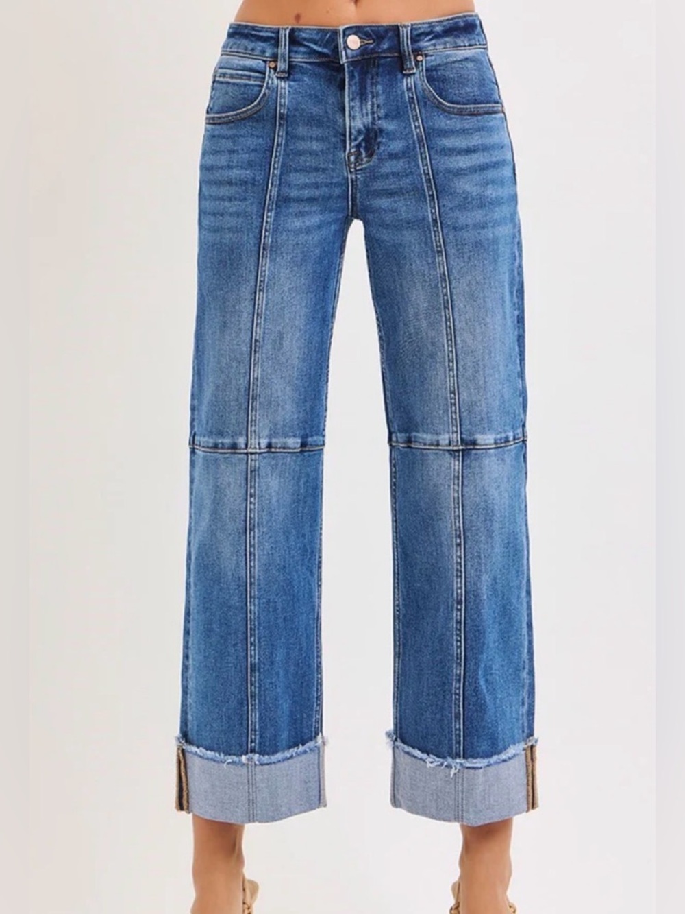 Risen Women’s High-Rise Wide Crop Jeans in Blue